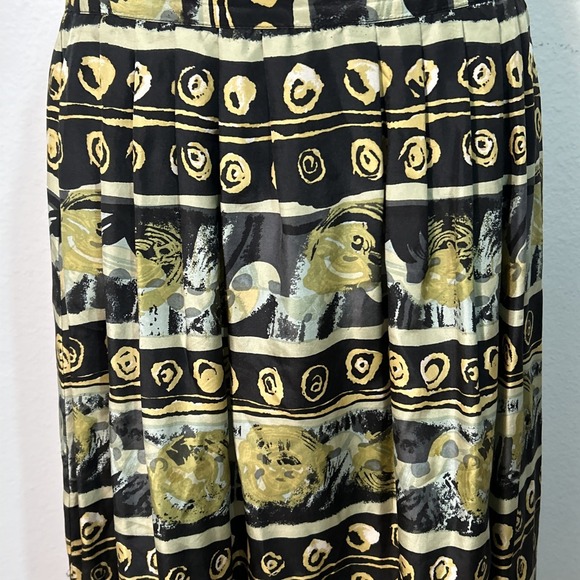 Options Melrose Maxi Skirt Women M Silk Pleated Abstract 90s Boho Artwear Artsy - Picture 3 of 10